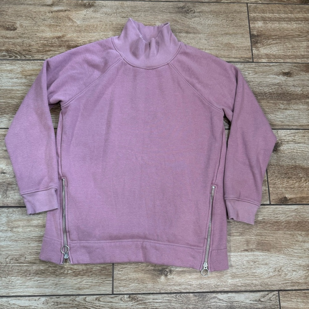 Athleta COZY KARMA SIDE ZIP FUNNEL NECK Pullover Dogwood Pink Size Medium MT - Picture 11 of 16